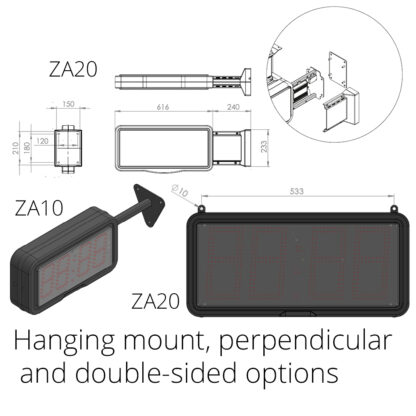 hanging mount perpendicular mount double sided