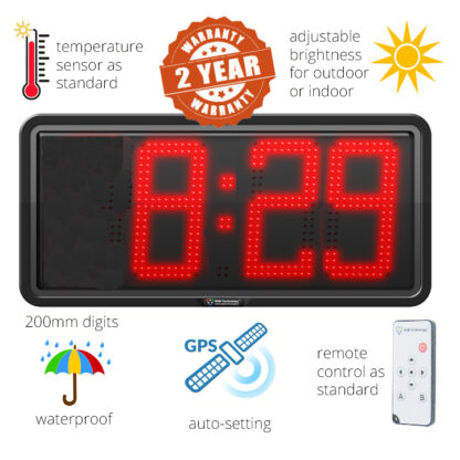 Large Outdoor LED Clock for Schools with 200mm digits